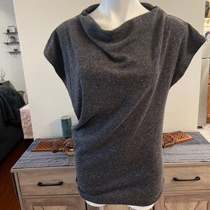 Piko 1988 grey wool-like slouchy‎ asymmetrical off the shoulders tunic sweater